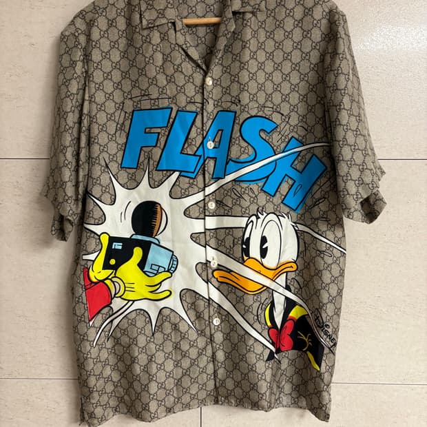 새상품급 구찌 도널드넉 자카드 실크 셔츠 자켓