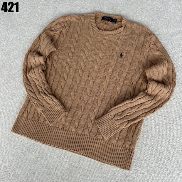 폴로 케이블 니트 브라운 