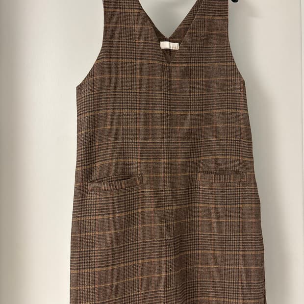 Brown wool check dress 