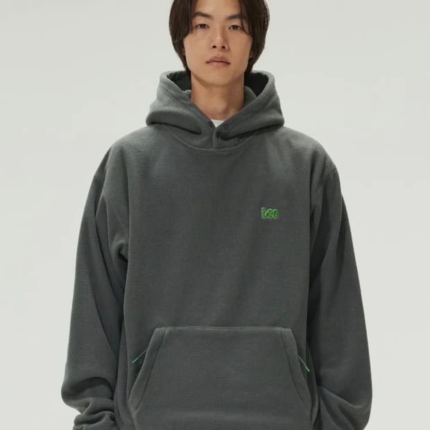 [새상품] M) Lee 리 스몰 트위치 플리스 후드티 차콜