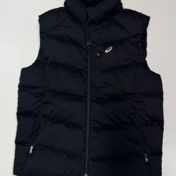 아식스 덕 다운 블랙 패딩 조끼 XL