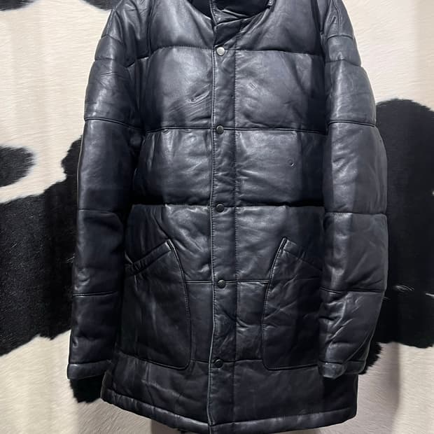 오버핏 레더 패딩