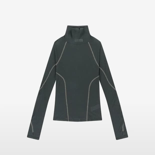 뚜오미오 SHEER MOCK NECK TOP 차콜