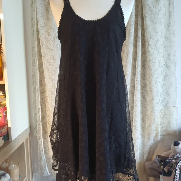 [빈티지] 레이어드 원피스 레이스 블랙 슬립 원피스