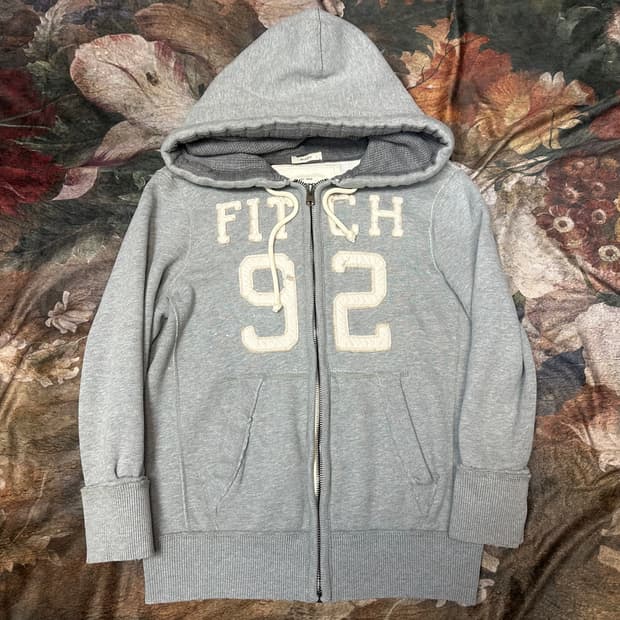 아베크롬비 빈티지 타이트핏 그레이후드집업 S