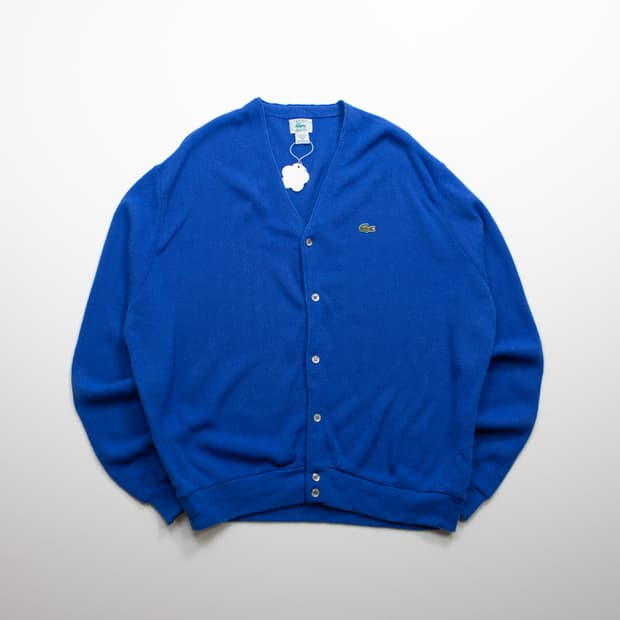 80s IZOD 라코스테 아크릴 가디건 블루