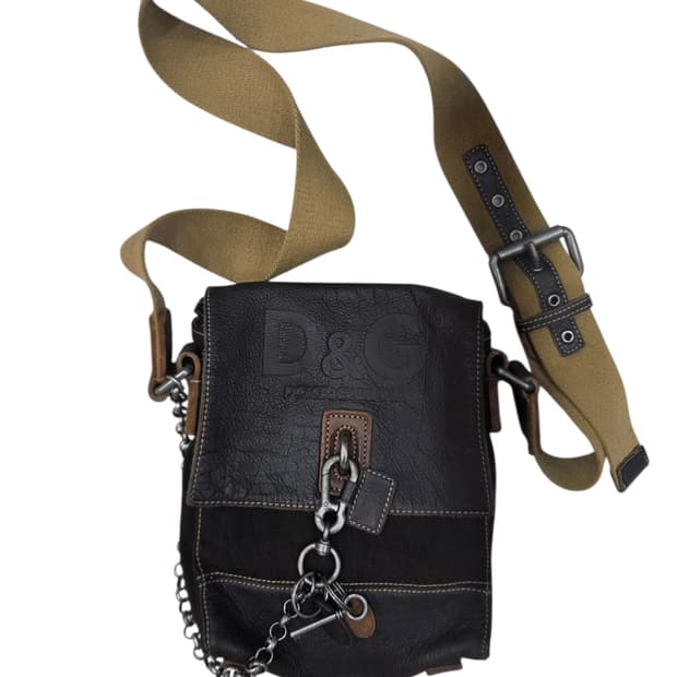 00s D&G 아카이브 로고 체인 슬링백