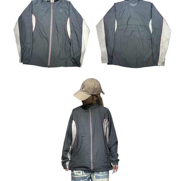 미즈노 그레이 오버핏 바람막이 자켓 M