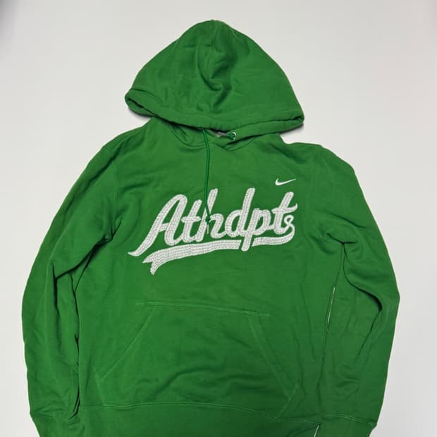 나이키 올드스쿨 자수 로고 후드티 M 그린