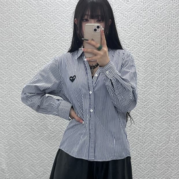 꼼데가르송 빈티지 스트라이프 하트와펜 셔츠 95 C10265