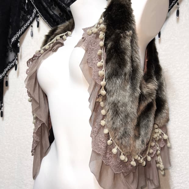 엑시즈팜 오리엔탈 레이스 퍼베스트 조끼 볼레로 라떼갸루 페어리 핀터 너드