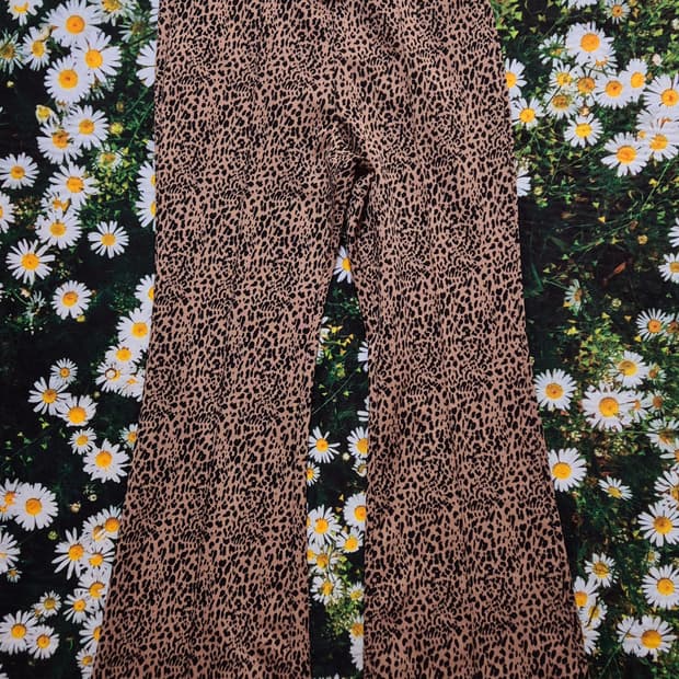 일본 레오파드 부츠컷 밴딩 바지 여성 L