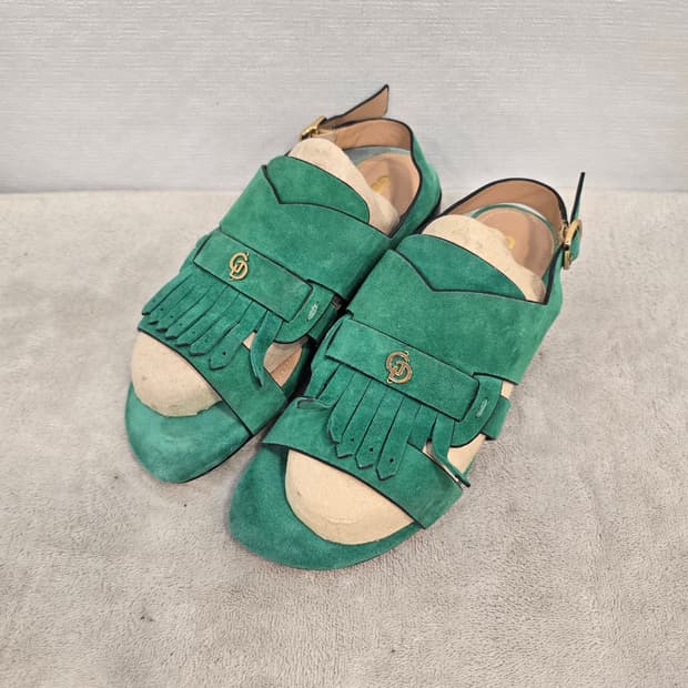 가이거 GEIGER 그린 스웨이드 프렌지 샌들 230