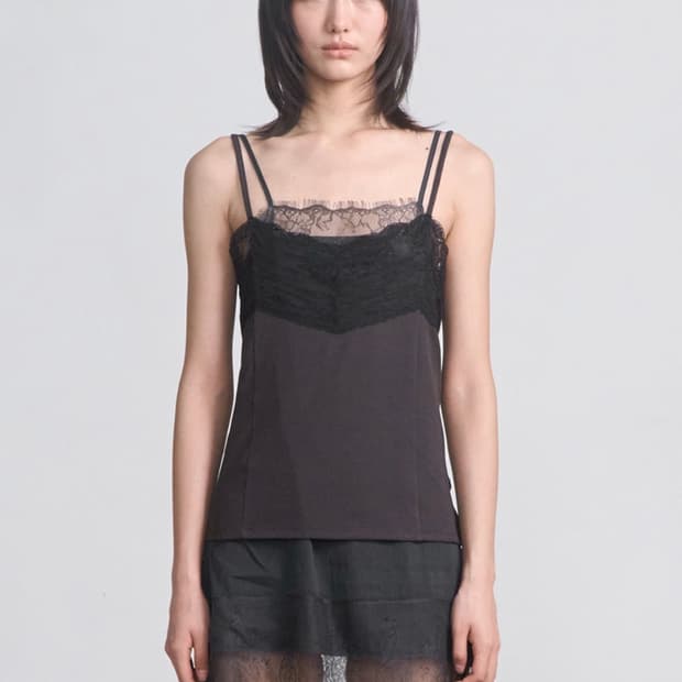 (1회착용) 세릭 Lace trim sleeveless _ 브라운