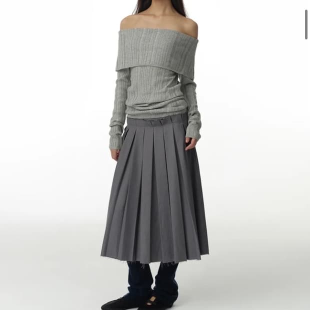 미착용) 밀로 우먼 버클 플리츠 스커트 그레이 치마
