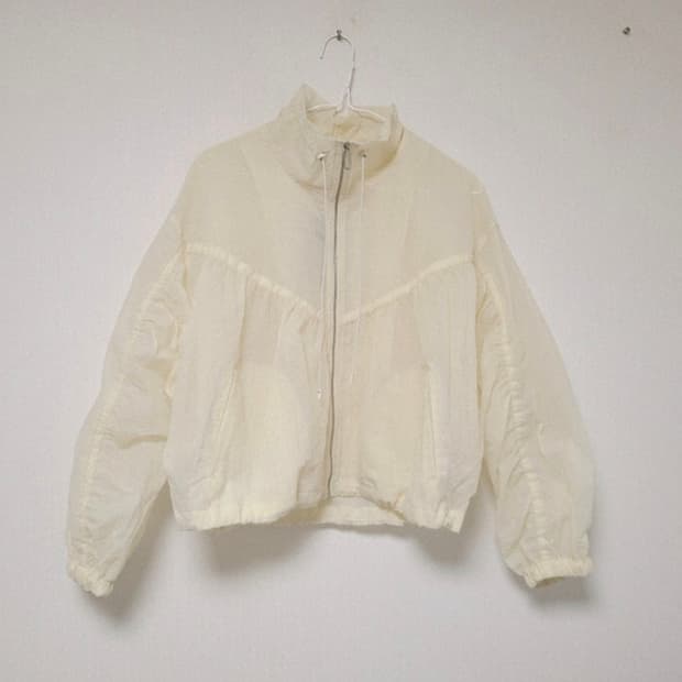 SISLEY 하이넥 시스루 자켓