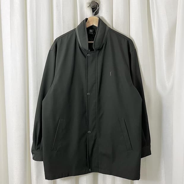 입생로랑 챠콜 로고 집업 자켓