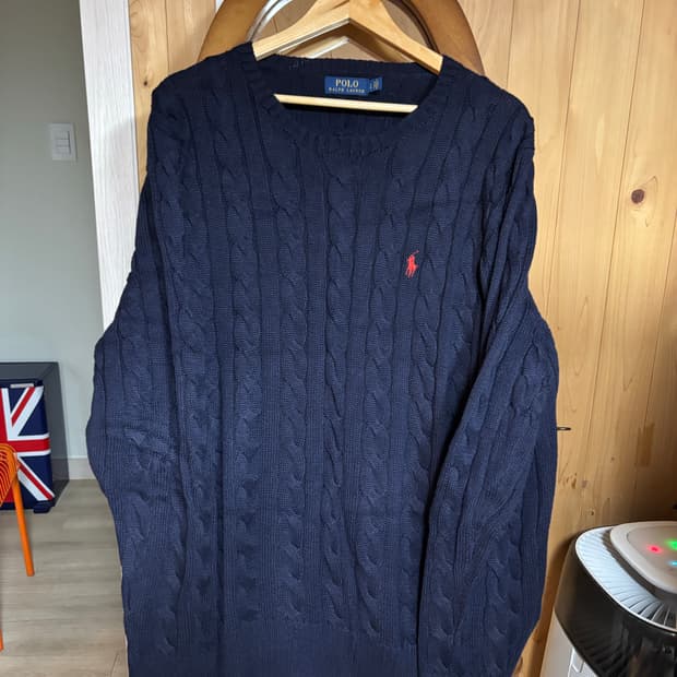 폴로 케이블 니트 네이비