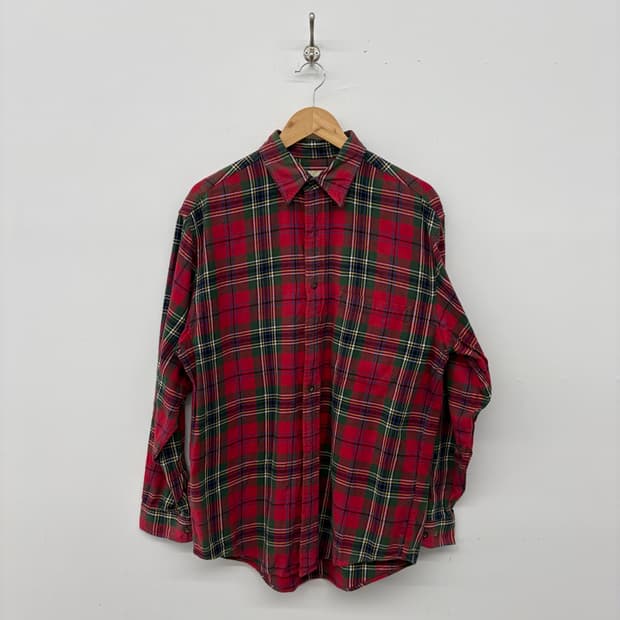 에디바우어 레드 체크 긴팔 셔츠 L