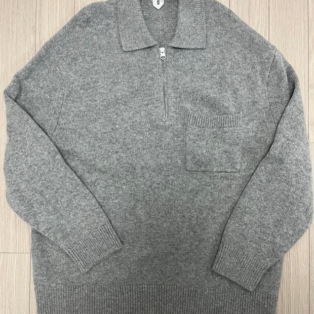 [L]아르켓 그레이 하프넥 집업 니트