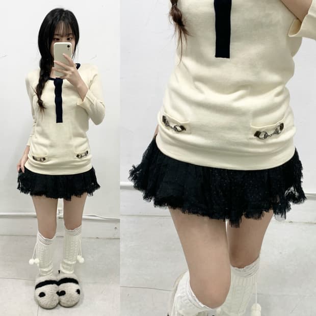 [ESTNATION] 로걀 아이보리 버클 니트