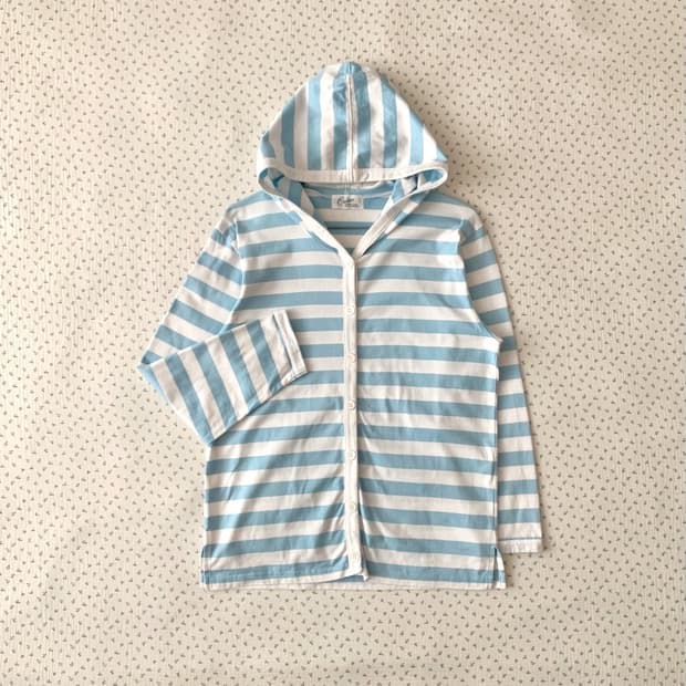 하늘 스트라이프 후드 가디건