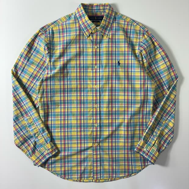 Polo  폴로 랄프로렌 자수 코튼 옐로우 체크셔츠 
