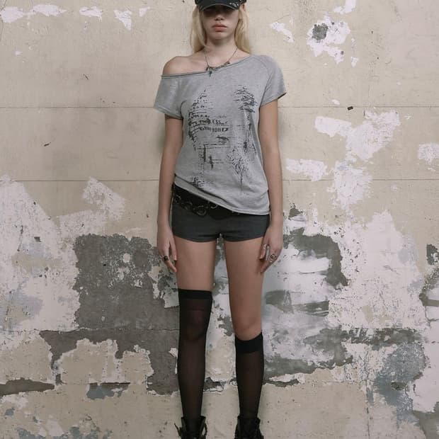 보헤미안서울 보헴서 원숄더티 FUNKY SCOOP NECK TEE 그레이