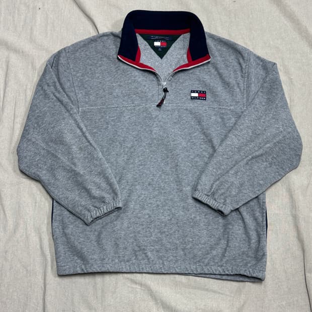 타미힐피거 90s 빈티지 기모 플리스 반집업 XL