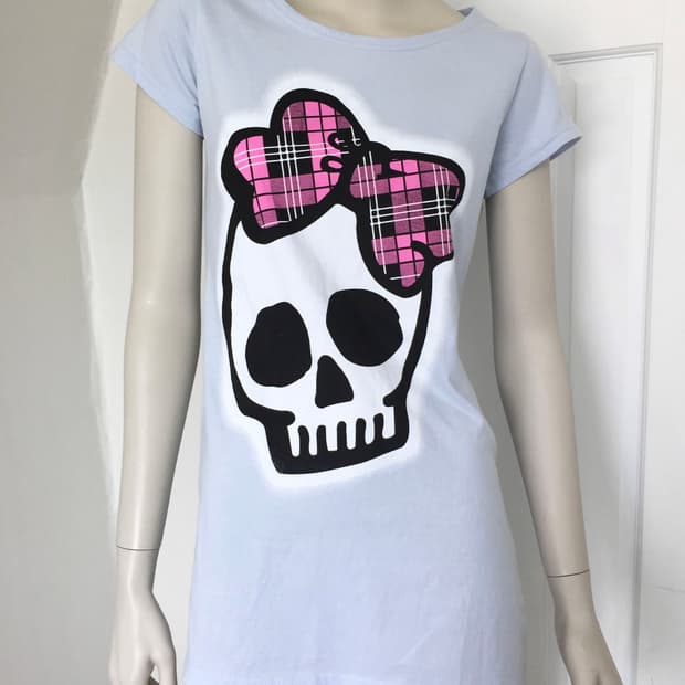 Big Skull Blue Graphic Long Tee