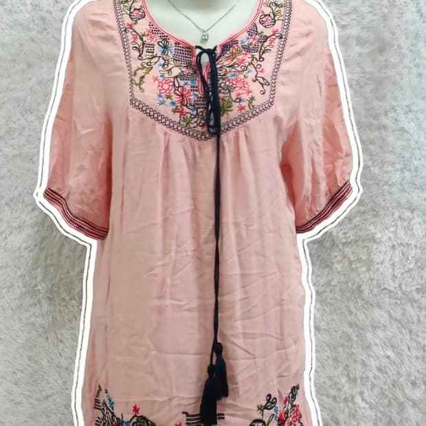 플로럴 하구미 빈티지 블라우스