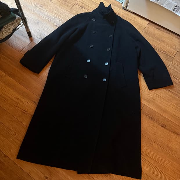 italy 알레그리 울 더블 스냅 코트 블랙 M-L