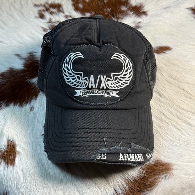 빈티지 아르마니 익스체인지 로고 매쉬 캡