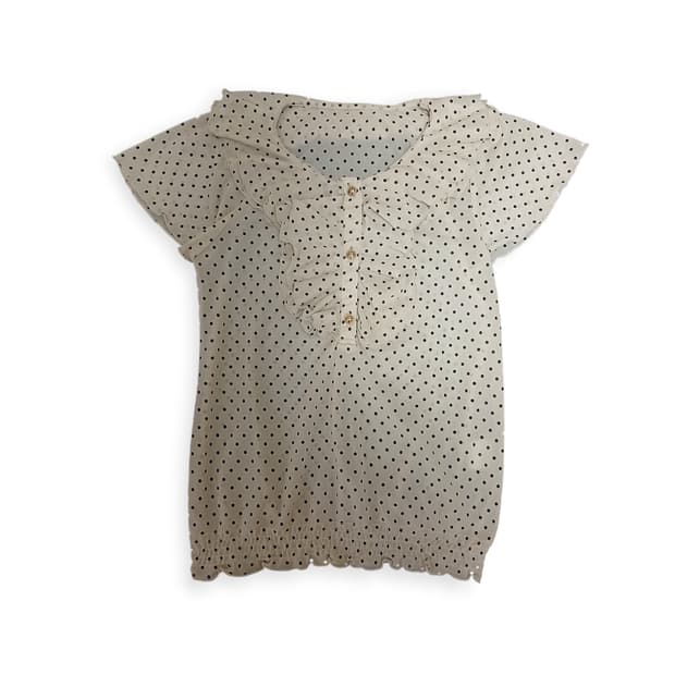 모리걸 베이지 땡땡이 블라우스 