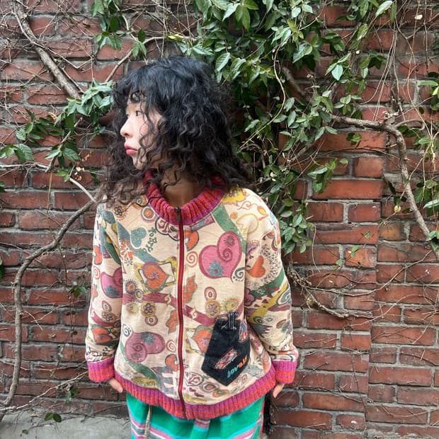 히피 에스닉 페이즐리 패턴 양면 자켓