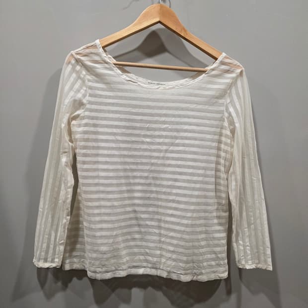 바나나리퍼블릭 스트라이프 시스루 브라우스