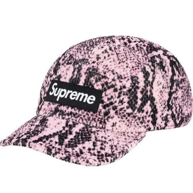 슈프림 스네이크스킨 코듀로이 캠프캡 핑크 (20FW)