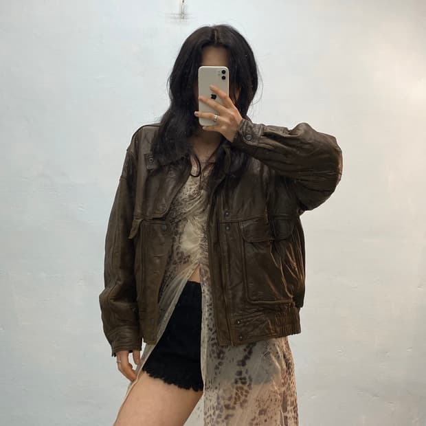 Ixiz brown leather jacket#