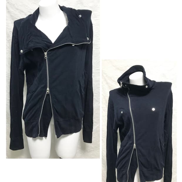 빈티지 사선 지퍼 하이넥 코튼 자켓