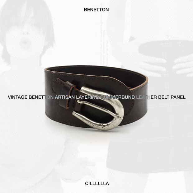 BENETTON 빈티지 베네통 아티잔 레이어링 커머밴드 레더 벨트 패널