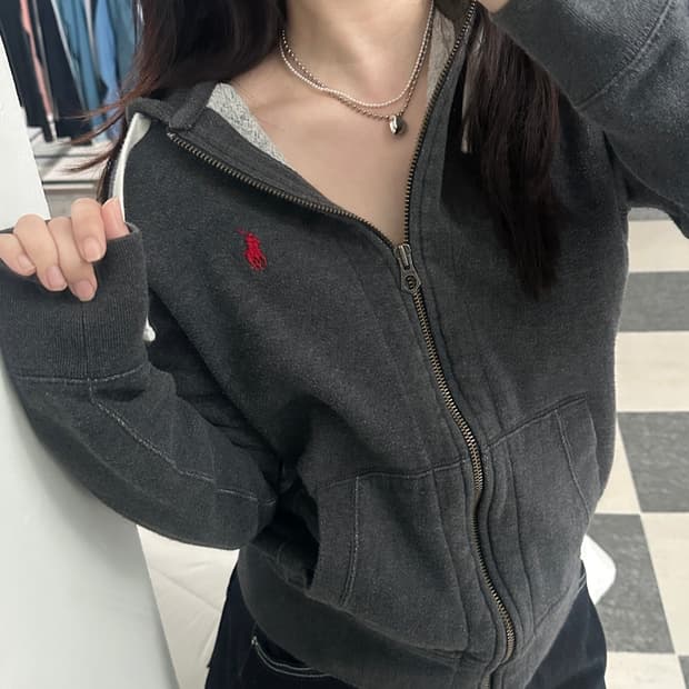 폴로 랄프로렌 차콜 써멀 후드집업 