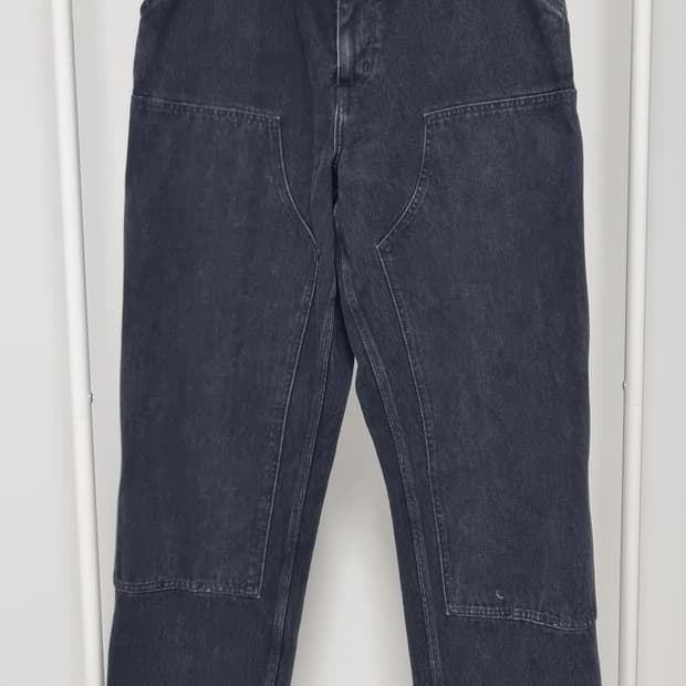 칼하트WIP 더블 니 팬츠 스미스 블랙 스톤 워시드 W32L32