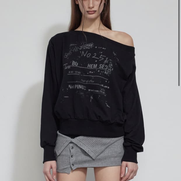 보헤미안서울 TIME LOG SWEATSHIRT, BLACK