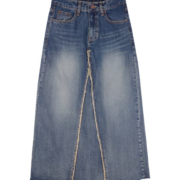 더버터크림 Cut off denim maxi skirt 슬로코 스커트