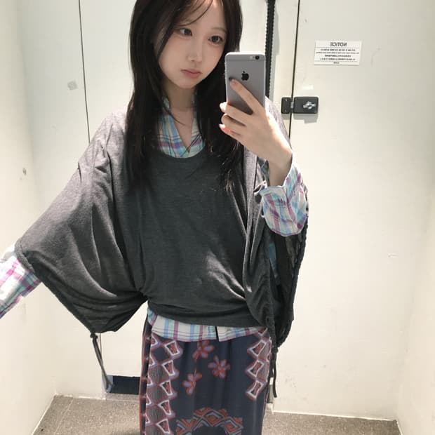 빈티지 패턴 체크 모리 코디세트