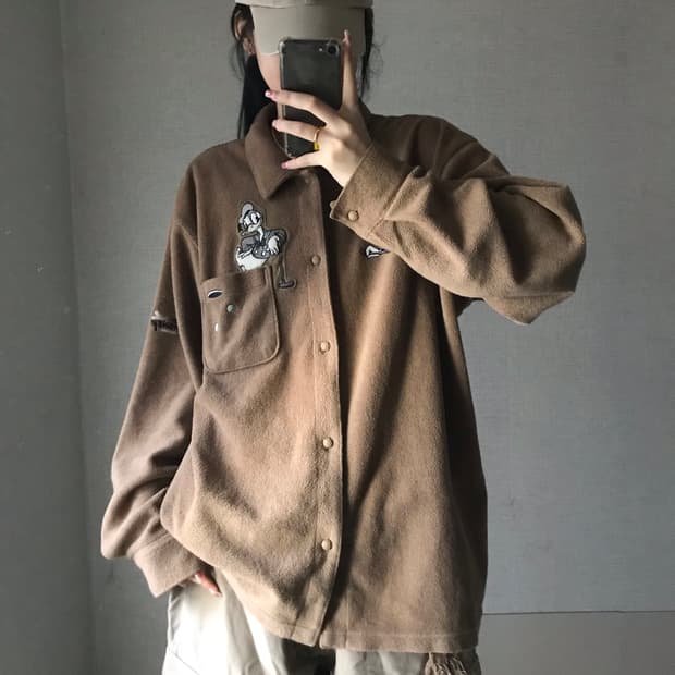 디즈니 브라운 패치 후리스