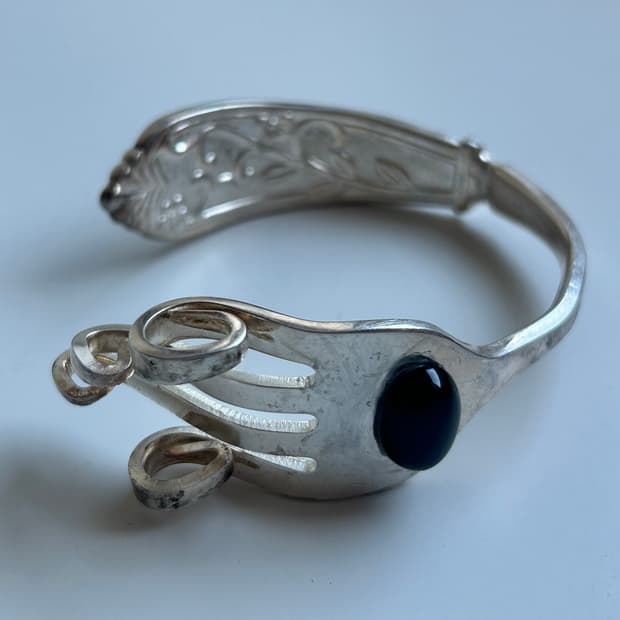 빈티지 오닉스 포크 뱅글 L