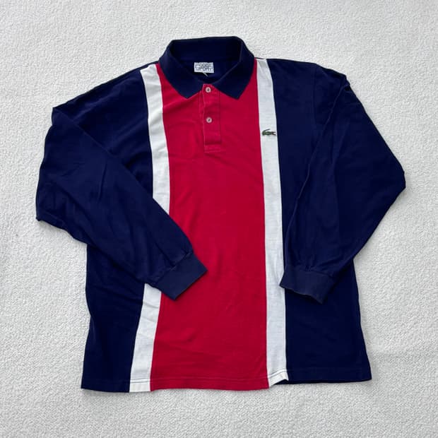 100 라코스테 빈티지 배색 긴팔 티셔츠 0304E