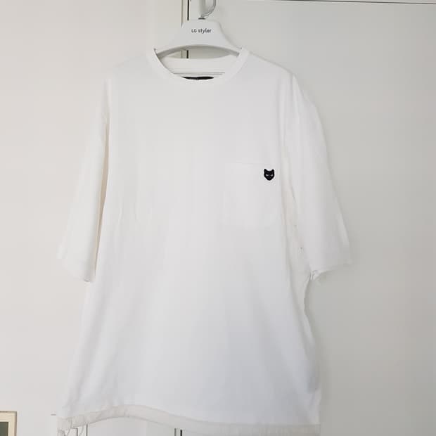 L) 송지오옴므 지제로 스트링 레이어드 반팔 티셔츠 화이트