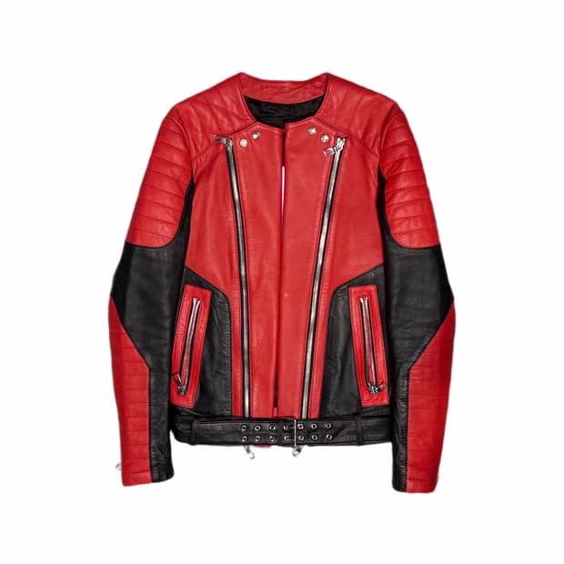 AW15 Balmain x H&M Red Biker Jacket